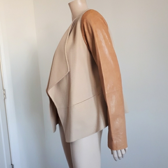 VINCE | Wool Jacket with Leather Sleeves - Picture 2 of 16